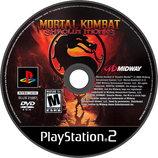 Mortal Kombat Shaolin Monks PlayStation 2 (PS2) beat em up action video game disc