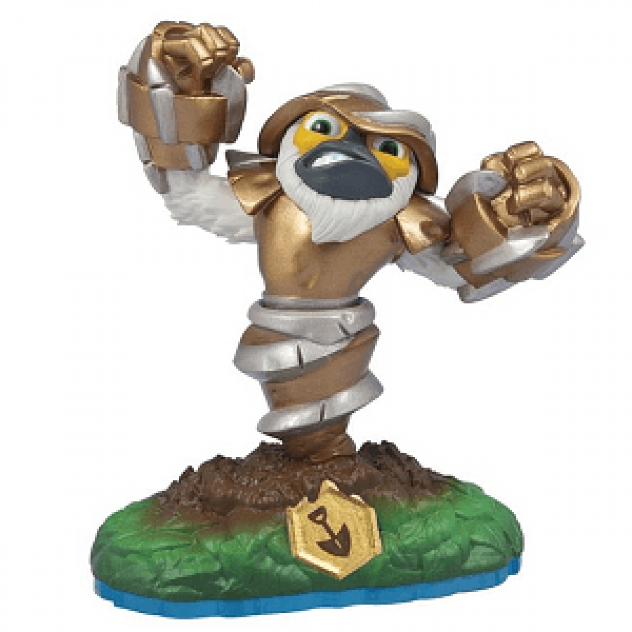 Grilla Drilla Skylanders Swap Force figure, life element gorilla warrior with drill weapon and tank tread lower body, posed in powerful digging stance, detailed collectible toy on portal base from Skylanders Swap Force series