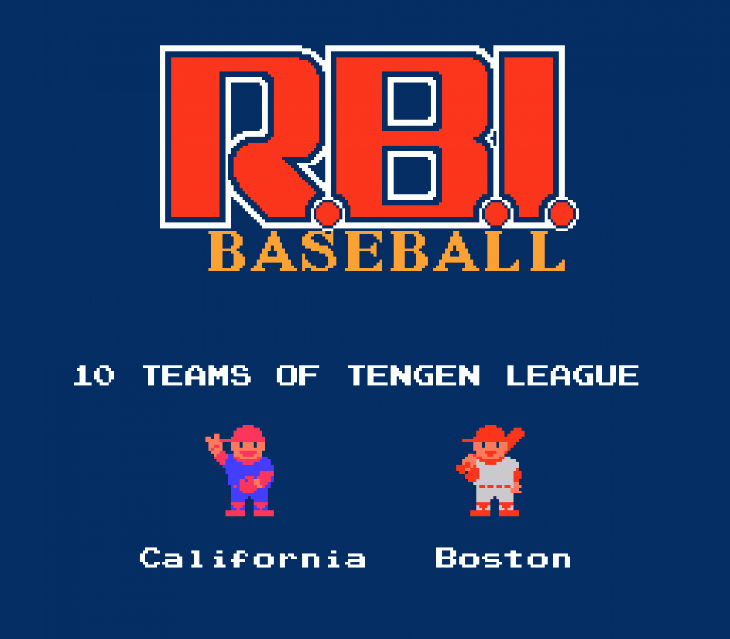 RBI Baseball retro Nintendo Entertainment System video game featuring baseball sports gameplay, arcade style batting, multiplayer competition and classic NES action - title screen
