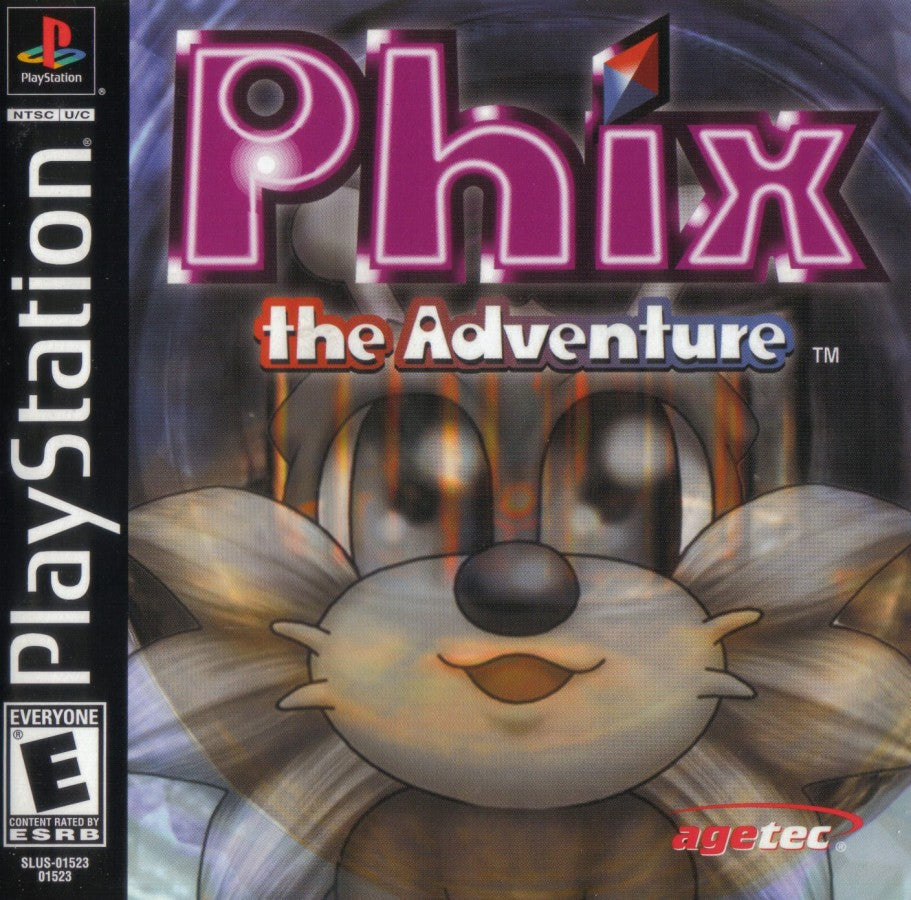 Phix: The Adventure PlayStation 1 PS1 for action platformer retro video game fans featuring colorful fantasy worlds puzzle solving creative platforming whimsical characters hidden secrets challenging levels classic PlayStation adventure collectible gaming appeal front cover art