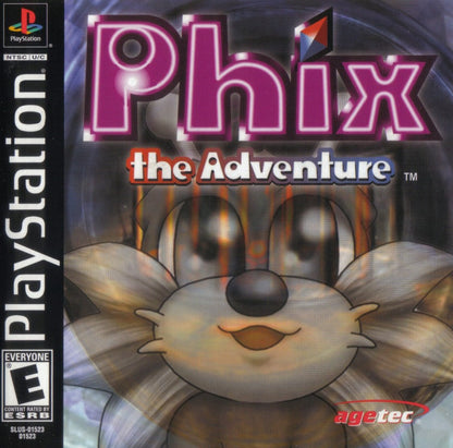 Phix: The Adventure PlayStation 1 PS1 for action platformer retro video game fans featuring colorful fantasy worlds puzzle solving creative platforming whimsical characters hidden secrets challenging levels classic PlayStation adventure collectible gaming appeal front cover art