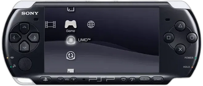 PSP 3000 handheld gaming console by Sony for portable video games.