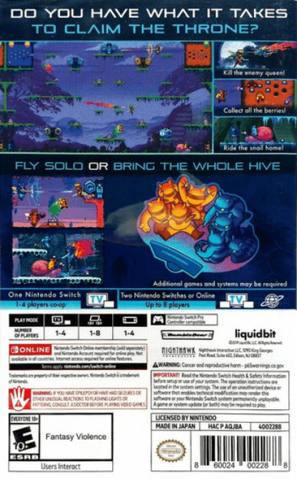 Killer Queen Black back of box for Nintendo Switch NS video game