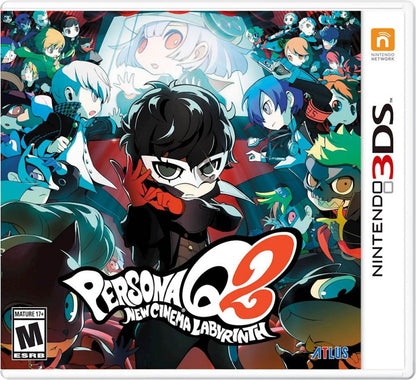 Persona Q2 New Cinema Labyrinth Showtime Premium Edition Nintendo 3DS for retro video game enthusiasts featuring dungeon crawling role playing gameplay turn based combat beloved Persona characters collectible premium edition content immersive storytelling and collectible gaming appeal front cover