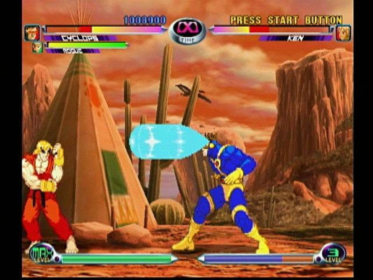 Marvel vs. Capcom 2 Dreamcast featuring fast-paced 2D fighting gameplay with iconic Marvel and Capcom characters gameplay