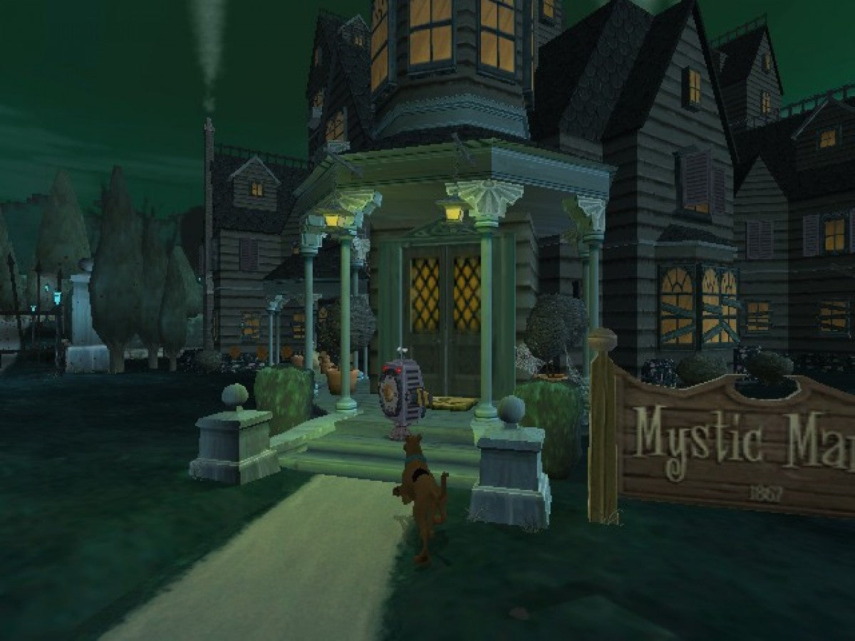 Scooby-Doo!: Night of 100 Frights for GameCube (GC) at Gamers INC, featuring a spooky 3D platforming adventure where you play as Scooby-Doo searching for the rest of the Mystery Inc. gang in the haunted Mystic Manor, collecting Scooby Snacks, unlocking fun power-ups, and facing off against classic villains from the original cartoon series gameplay 