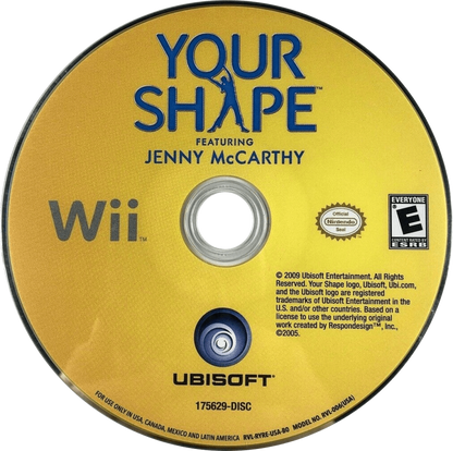 Your Shape: Featuring Jenny McCarthy disc art Nintendo Wii (Wii) featuring interactive fitness routines with camera‑based body tracking, personalized workouts, and guidance from Jenny McCarthy.