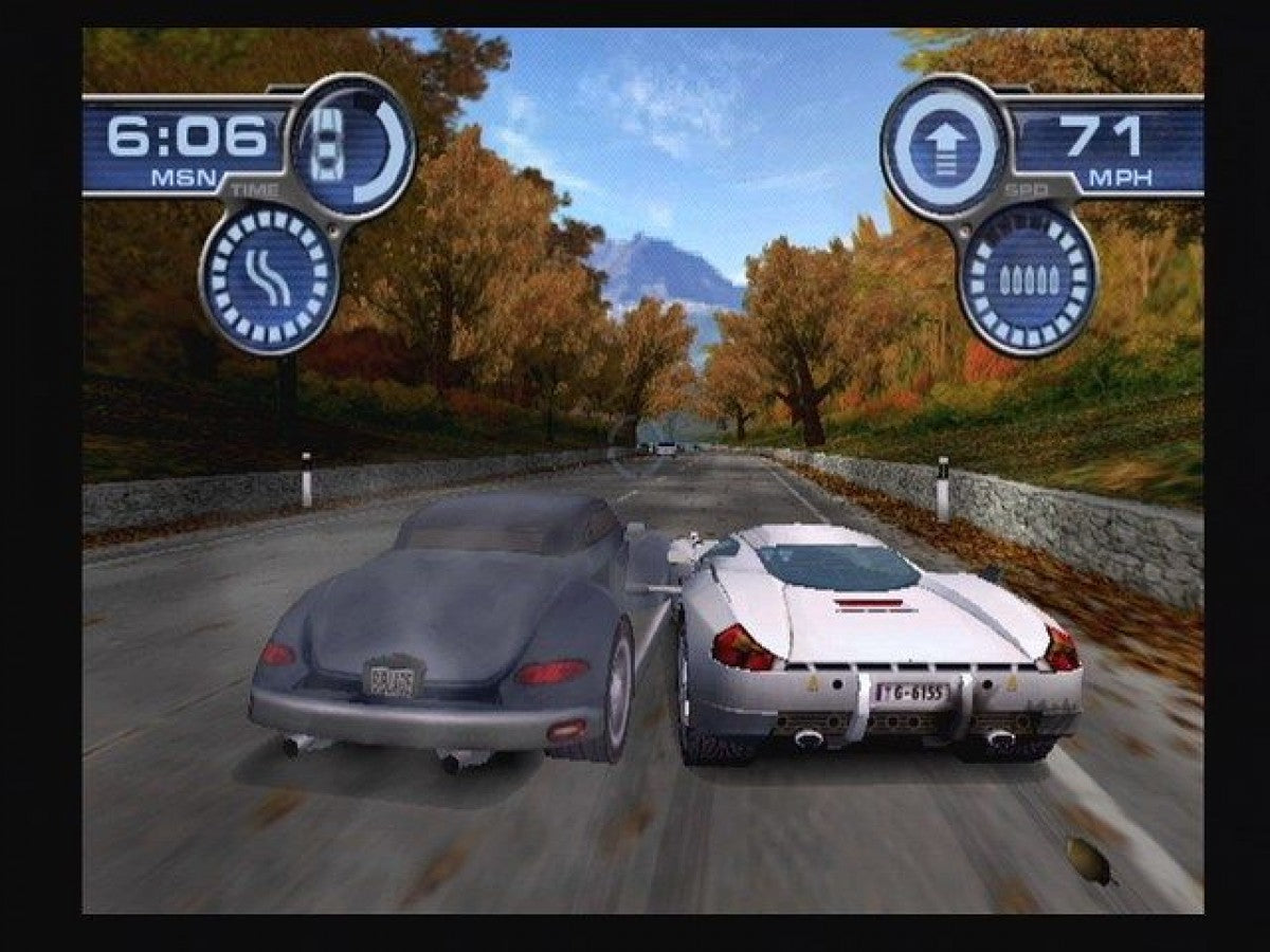 Spy Hunter – PlayStation 2 (PS2) video game gameplay, vehicular combat action.