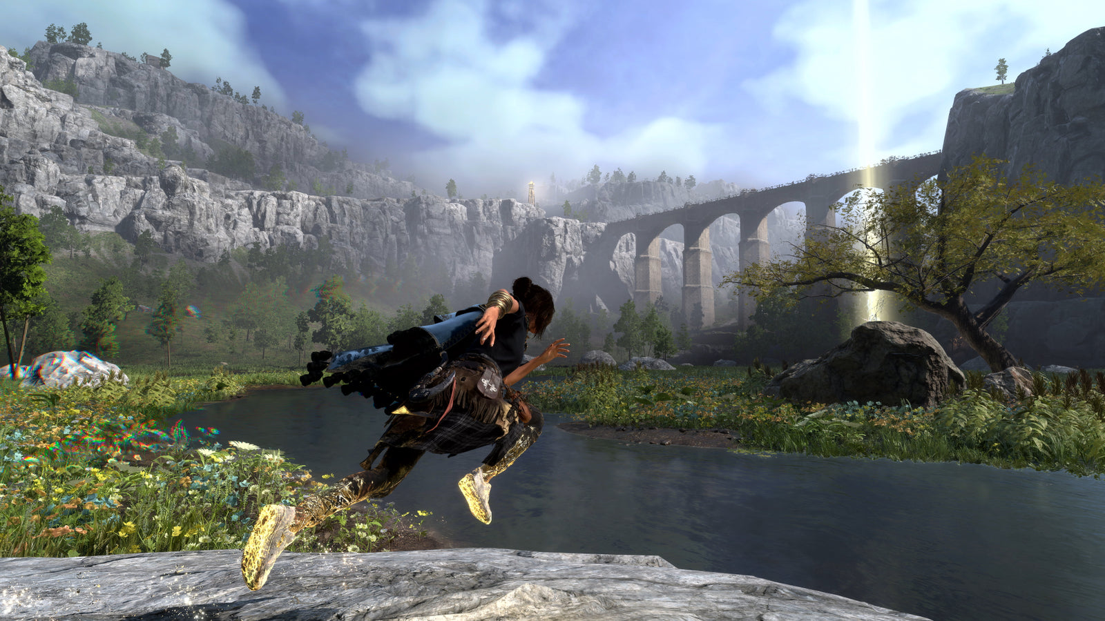 Forspoken [Steelbook] for PlayStation 5 (PS5) at Gamers INC, featuring a fast-paced open-world RPG where you use fluid magical parkour and elemental combat as Frey Holland to save the land of Athia from a corrupted Taint in this limited edition case edition gameplay screenshot