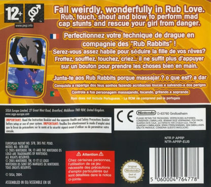 Project Rub PAL for Nintendo DS with quirky touch-based mini-game challenges bck cover