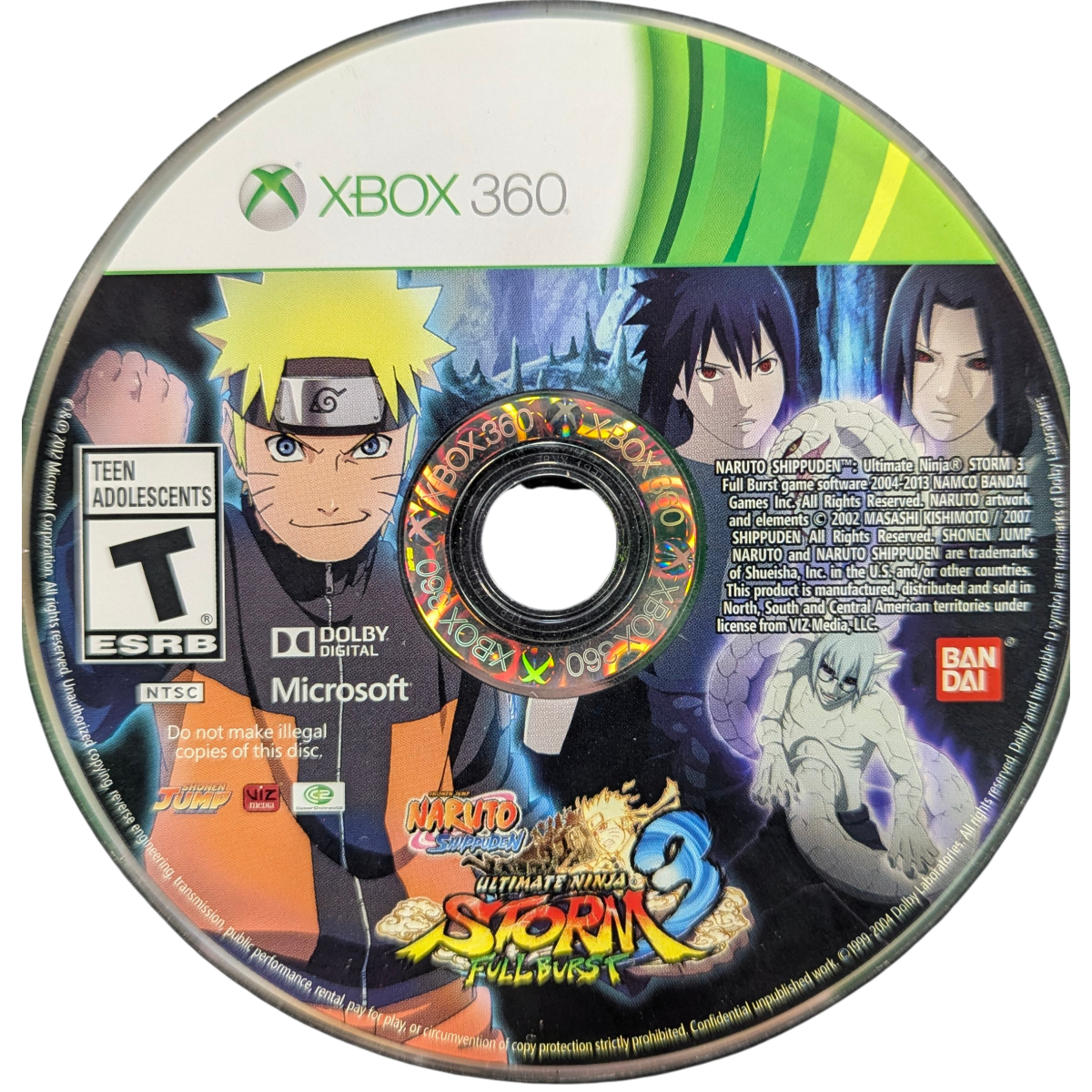 Naruto Shippuden Ultimate Ninja Storm 3 Full Burst Xbox 360 X360 anime fighting game featuring Naruto Uzumaki ninja battles chakra attacks special jutsu cinematic boss fights versus mode expanded Full Burst content and collectible Naruto gaming appeal disc