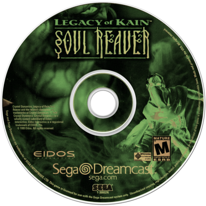 Legacy of Kain Soul Reaver Sega Dreamcast DC for retro video game enthusiasts featuring dark fantasy action adventure gameplay vampire themed storytelling exploration puzzle solving supernatural abilities combat mechanics gothic atmosphere classic Dreamcast collectible gaming appeal disc