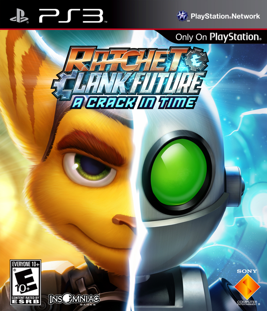 Ratchet and Clank A Crack in Time action adventure platformer video game featuring sci fi storytelling time manipulation space exploration classic Ratchet and Clank humor and acclaimed PlayStation franchise gameplay cover art