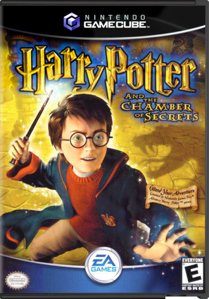 Harry Potter and the Chamber of Secrets cover art for GameCube (GC) action-adventure fantasy video game