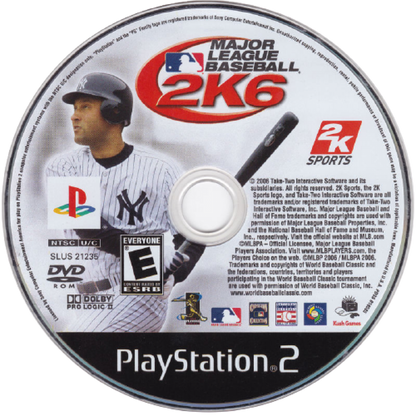 Major League Baseball 2K6 disc for PlayStation 2 (PS2) retro baseball video game