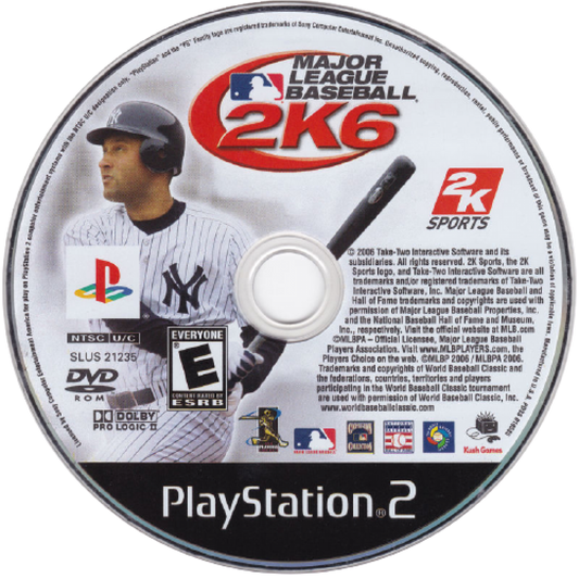 Major League Baseball 2K6 disc for PlayStation 2 (PS2) retro baseball video game