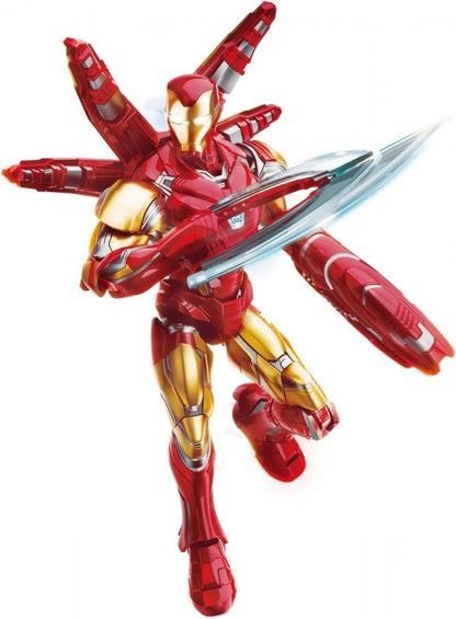 Blokees Marvel Infinity Saga Champion Class Iron Man MK85 73923 model kit, buildable superhero figure, articulated armor display, Marvel collectible fighting figure pose