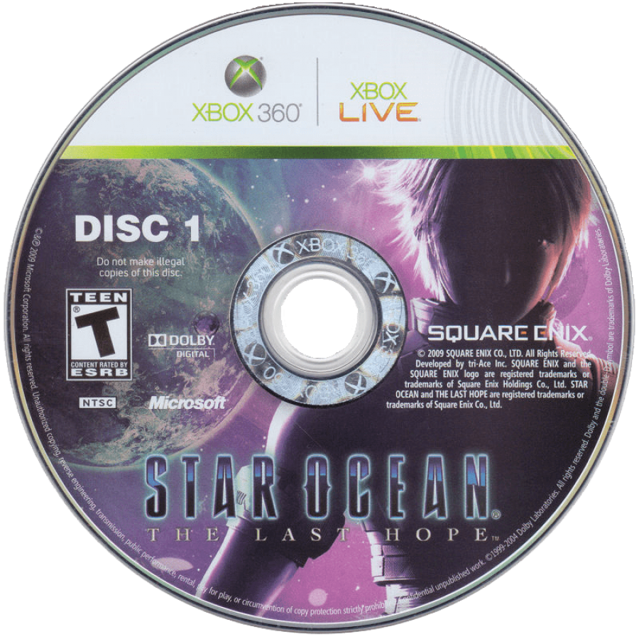 Star Ocean: The Last Hope disc for Xbox 360 (X360) sci-fi role-playing video game