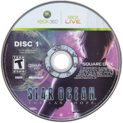 Star Ocean: The Last Hope disc for Xbox 360 (X360) sci-fi role-playing video game