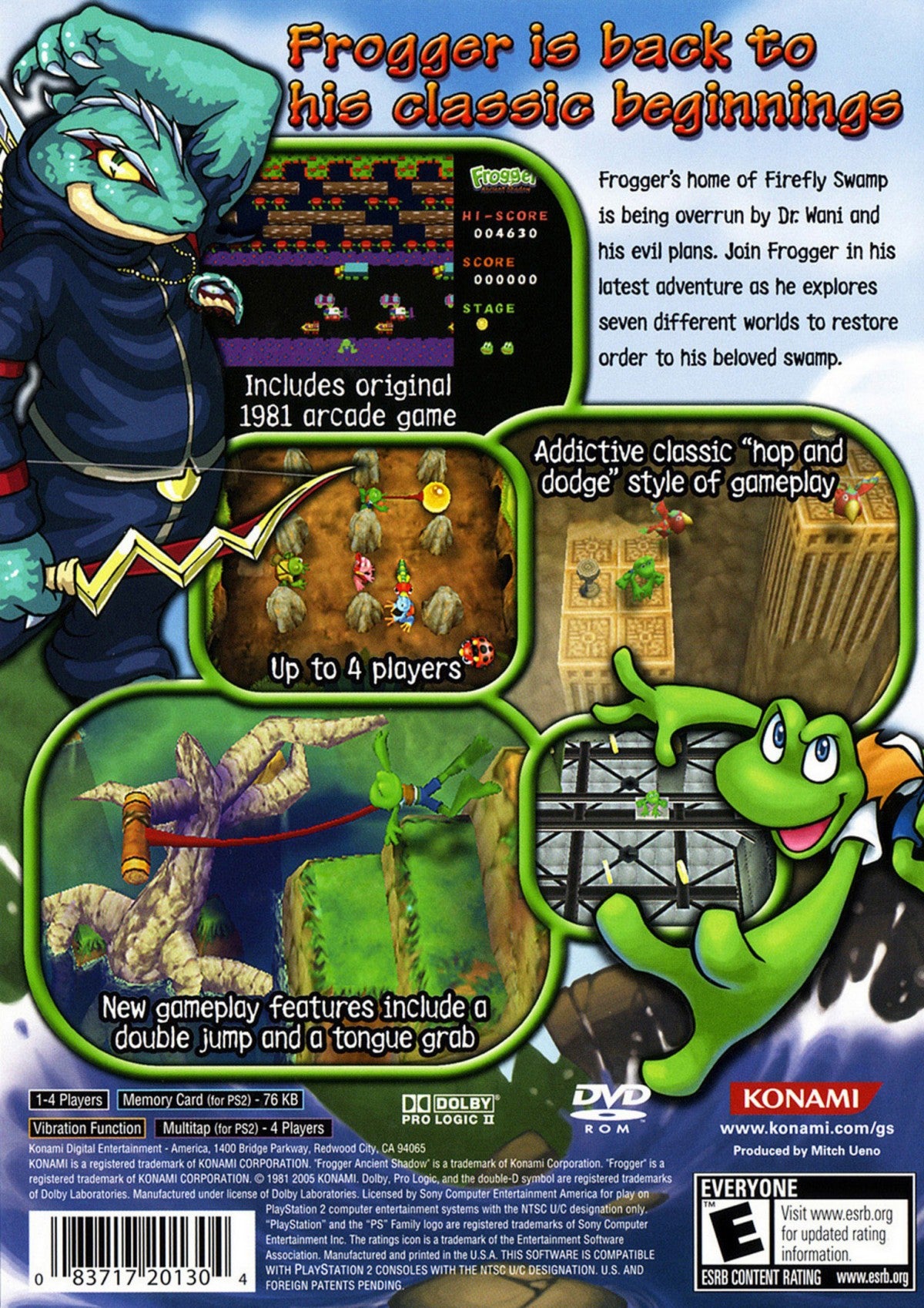 Frogger Ancient Shadow PS2 PlayStation 2 platformer action adventure game retro video game back of case