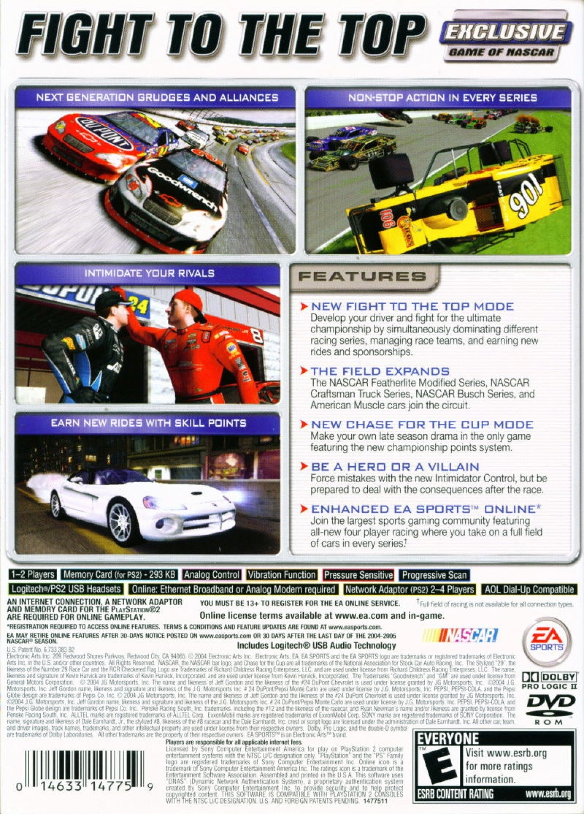 NASCAR Chase for the Cup 2005 – PlayStation 2 (PS2) stock car racing sports video game back of case