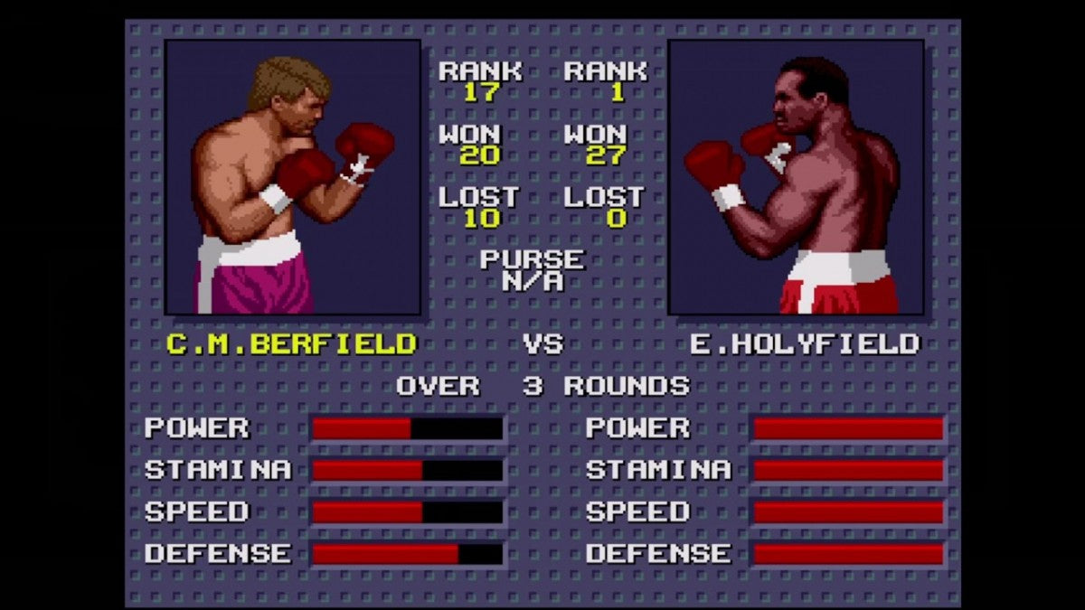 Evander Holyfields Real Deal Boxing Sega Genesis video game featuring classic boxing simulation gameplay real life heavyweight champion roster retro sports action and iconic 16 bit Sega console title gameplay