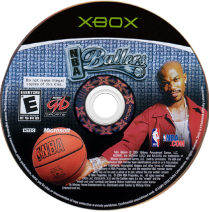 NBA Ballers for Xbox (XBOX) at Gamers INC, featuring high-stakes 1-on-1 streetball action where you can live the life of an NBA superstar and compete for luxury items and bragging rights on the court disc