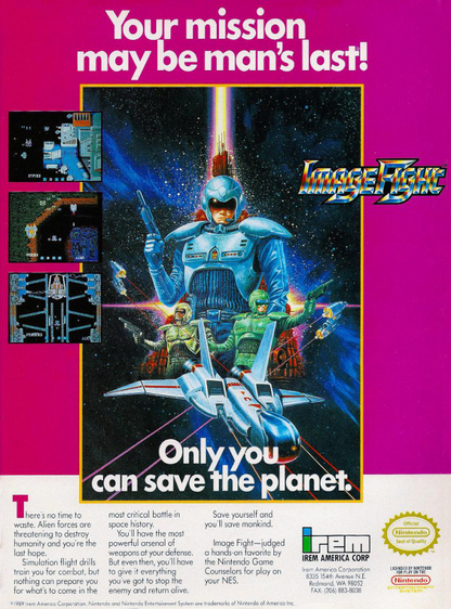 Image Fight [In Box] advert for Nintendo Entertainment System (NES) retro video game