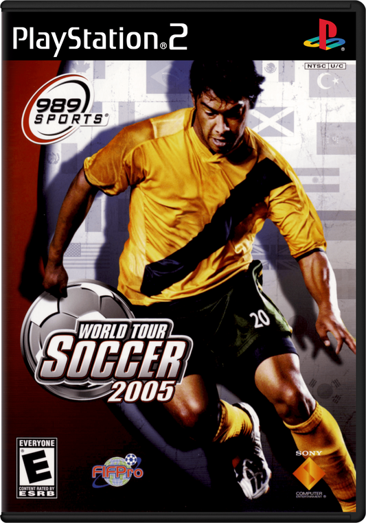 World Tour Soccer 2005 – PlayStation 2 (PS2) video game cover image, soccer simulation.