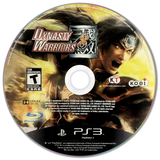 Dynasty Warriors 8 PlayStation 3 PS3 video game featuring action combat gameplay massive battles legendary warriors ancient China battlefield strategy weapon attacks character abilities and intense hack and slash gameplay PlayStation 3 retro video game collection collectible gaming appeal game disc