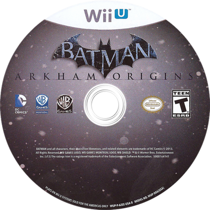 Batman Arkham Origins Nintendo Wii U for action adventure video game fans featuring open world Gotham City exploration stealth combat detective gameplay cinematic storytelling challenging boss battles iconic DC Comics characters immersive superhero adventure collectible gaming appeal game disc