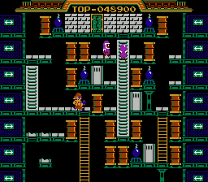 Wrecking Crew 5 Screw Nintendo Entertainment System NES video game featuring classic arcade puzzle action gameplay Mario demolition challenges hammer wielding construction worker breaking walls destroying ladders smashing obstacles avoiding enemies strategic level navigation bonus stages and challenging screen clearing puzzles iconic 8 bit Nintendo gameplay original 5 screw edition retro video game collection collectible gaming appeal gameplay