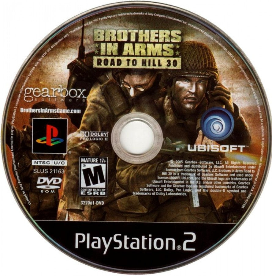 Brothers in Arms: Road to Hill 30 disc cover art for PlayStation 2 (PS2) video game