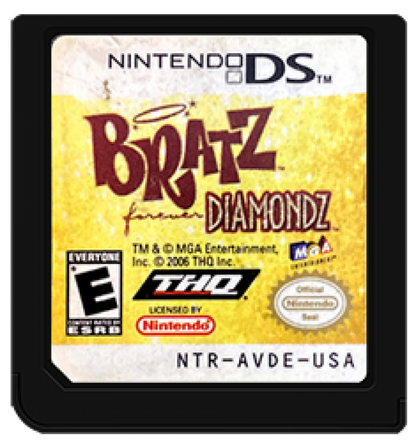 Bratz Forever Diamondz Nintendo DS fashion adventure game stylus controls mini games Yasmin Cloe Sasha Jade customize cartridge art