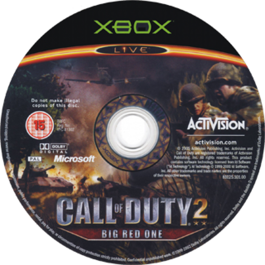 Call of Duty 2: Big Red One disc cover art for Xbox (XBOX) video game