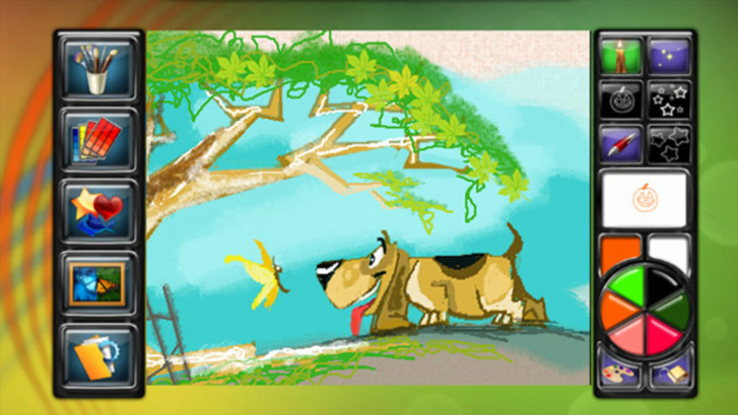 uDraw Studio: Instant Artist gameplay for Nintendo Wii (Wii) featuring creative drawing and painting with the uDraw GameTablet, offering tools, colors, and artistic effects.