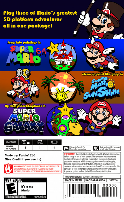 Super Mario 3D All Stars back of box for Nintendo Switch compilation game