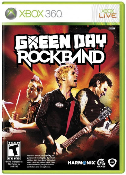 Green Day: Rock Band cover art for Xbox 360 (X360) music rhythm video game