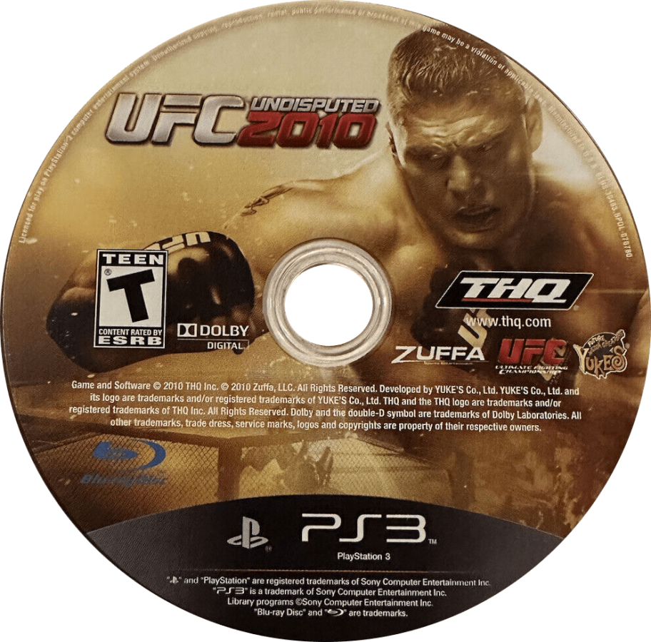 UFC Undisputed 2010 disc for PlayStation 3 (PS3) video game