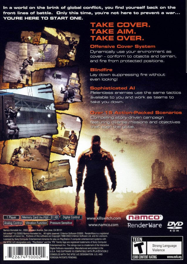 Kill Switch back cover art for PlayStation 2 (PS2) video game