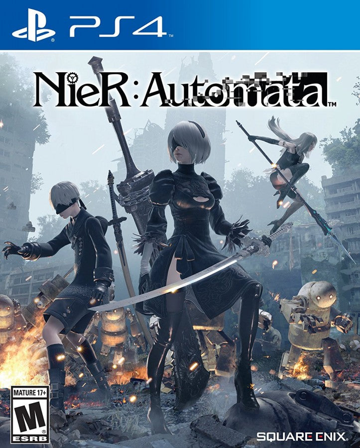 NieR:Automata retro PS4 video game Nier Automata action RPG sci fi hack and slash futuristic combat story driven adventure anime inspired gameplay console release cover art