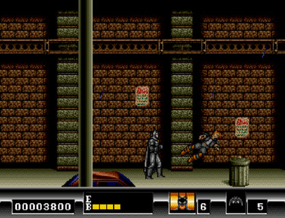 Batman The Video Game game for the Nintendo Entertainment System featuring side scrolling action platformer gameplay with wall jumping mechanics projectile weapons and challenging levels as Batman battles enemies across Gotham City inspired by the 1989 film gameplay