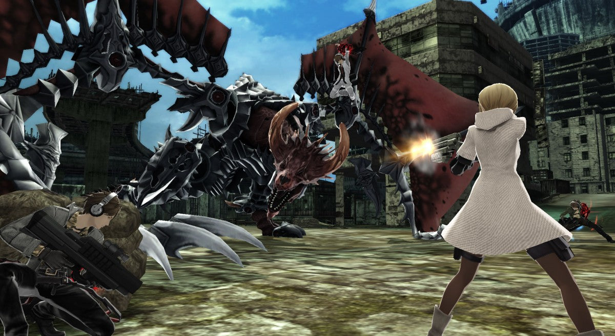 Freedom Wars for PlayStation Vita (PSV) at Gamers INC, featuring a high-octane "Panopticon" hunter-action RPG where you play as a Sinner fighting to reduce a million-year prison sentence through intense cooperative combat, utilizing the unique "Thorn" grappling hook for vertical mobility and giant abductor takedowns in a dystopian sci-fi world gameplay 
