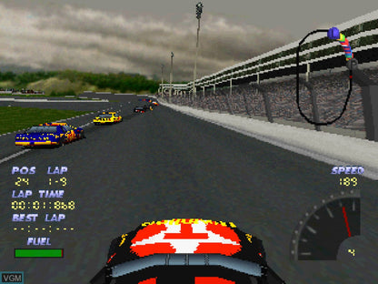 NASCAR 98 for PlayStation 1 racing sports video game featuring official NASCAR teams and drivers, realistic oval track racing, arcade and simulation modes, and classic console stock car experience gameplay