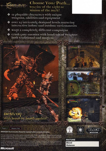 Enclave back cover art for Xbox (XBOX) video game