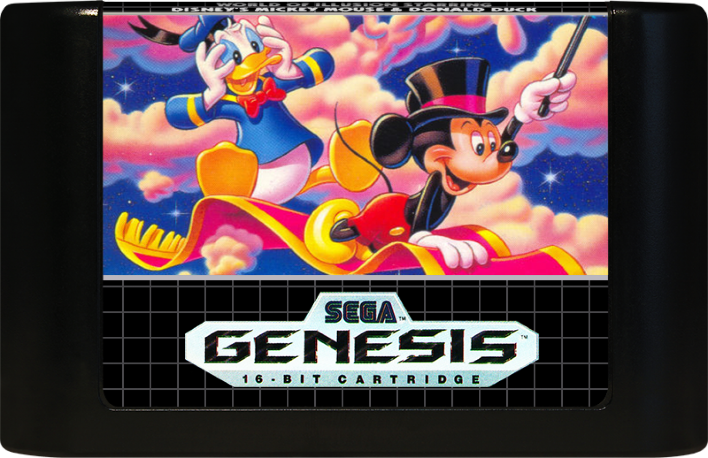 World of Illusion Starring Mickey Mouse and Donald Duck Sega Genesis retro video game platformer cartridge (1992)