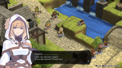 Cross Tails [Import] for PlayStation 5 (PS5) at Gamers INC, featuring a deep tactical RPG experience with a classic quarter-view perspective, where you command customizable units in a story-driven conflict between the feline Kingdom of Ranverfurt and the canine Republic of Hinkula gameplay screenshot
