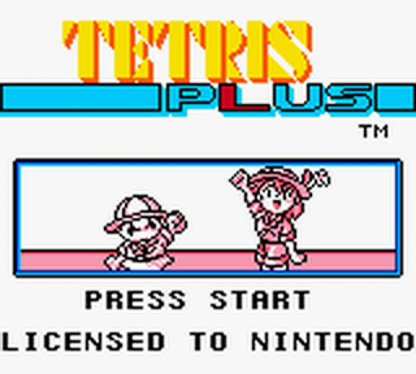 Tetris Plus title screen for Game Boy (GB) video game 
