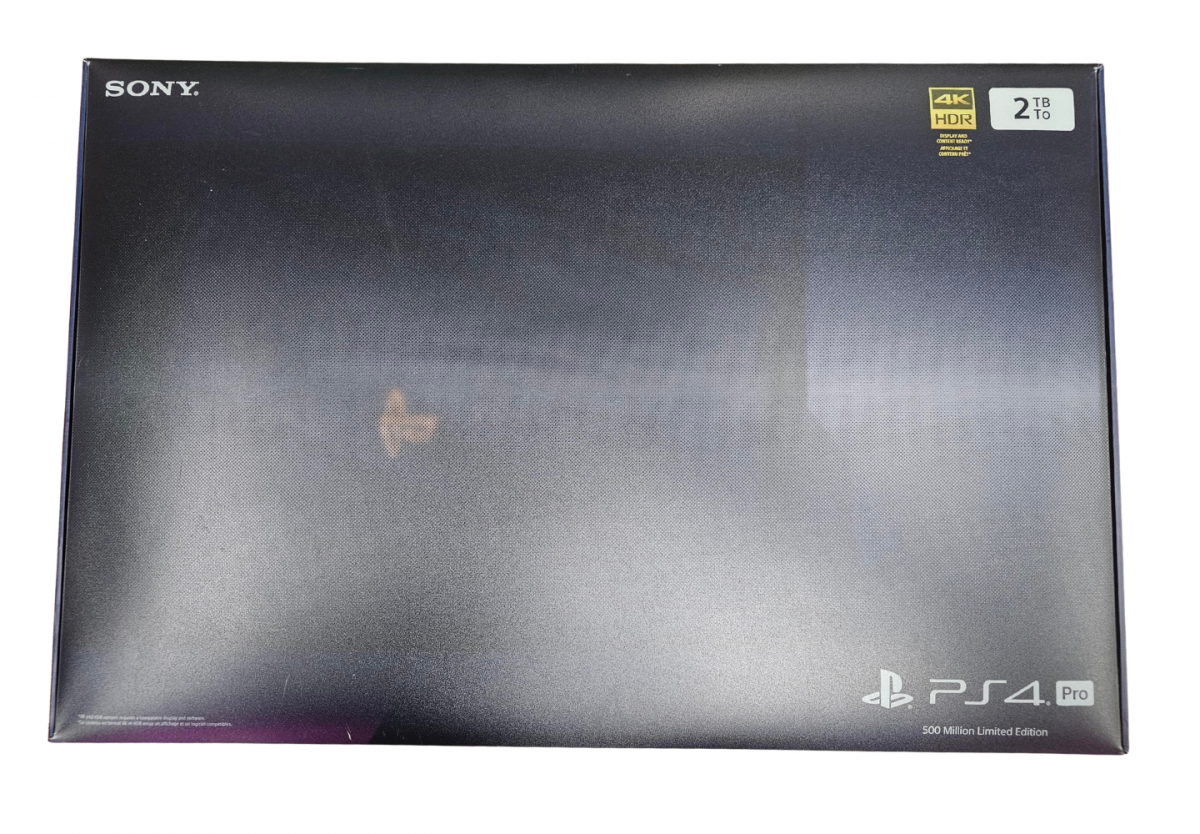 PS4 2TB 500 Million Limited Edition In Box Good Condition PlayStation 4 PS4 gaming console featuring 2TB storage translucent blue limited edition design matching DualShock 4 controller in box presentation powerful home gaming system Sony PlayStation hardware and collectible gaming appeal Box Front