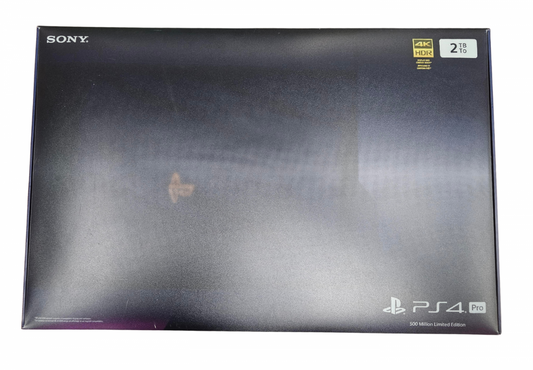 PS4 2TB 500 Million Limited Edition In Box Good Condition PlayStation 4 PS4 gaming console featuring 2TB storage translucent blue limited edition design matching DualShock 4 controller in box presentation powerful home gaming system Sony PlayStation hardware and collectible gaming appeal Box Front